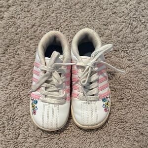 K-Swiss Kids' White and Pink Sneakers with Floral Design
